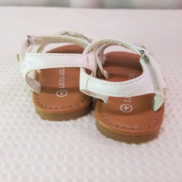 Laura Ashley Little Girls White Sparkling Flower Sandals - Picture 3 of 4